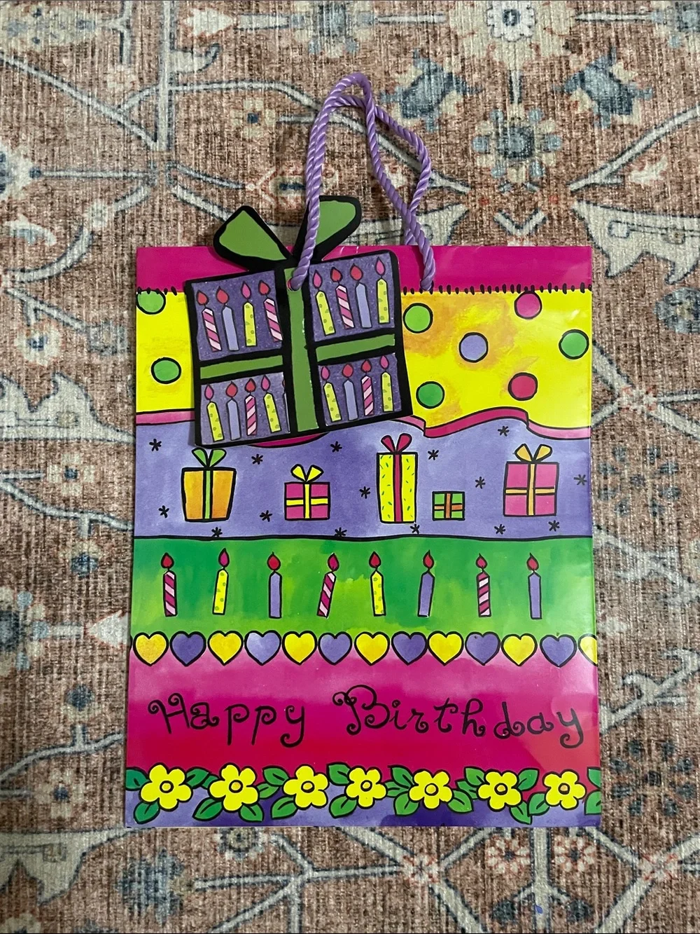 Bundle Set of 6 Colorful Assorted Birthday Gift Bags - Floral & Patterned
